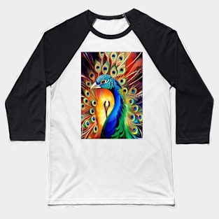 STUNNING AND BEAUTIFUL AND COLORFUL SINGLE PEACOCK Baseball T-Shirt